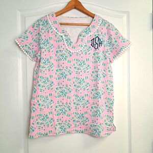 Marleylilly Monogram Tropical Pink Shirt